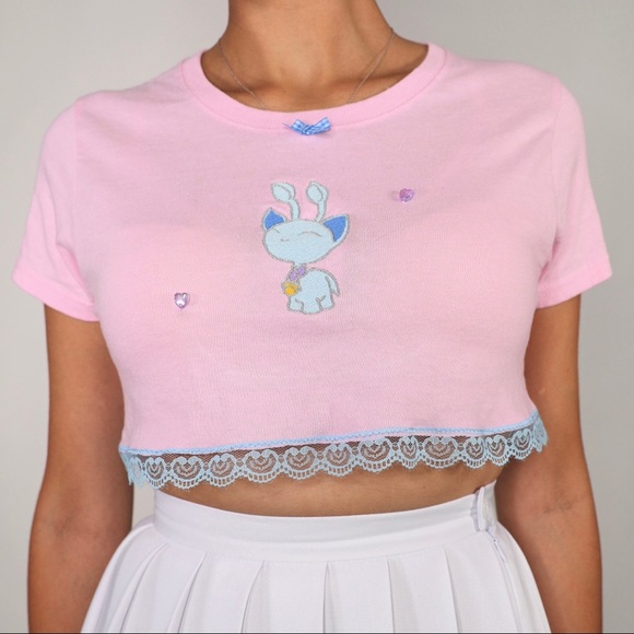 NEOPETS BABY AISHA PASTEL PINK EMBROIDERY T-SHIRT - Picture 4 of 4